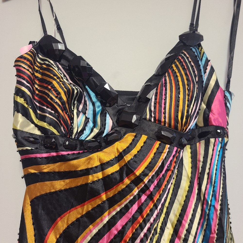DAVE & JOHNNY Size 6 Formal Gown Evening Dress Rainbow Optical Illusion - Picture 3 of 16